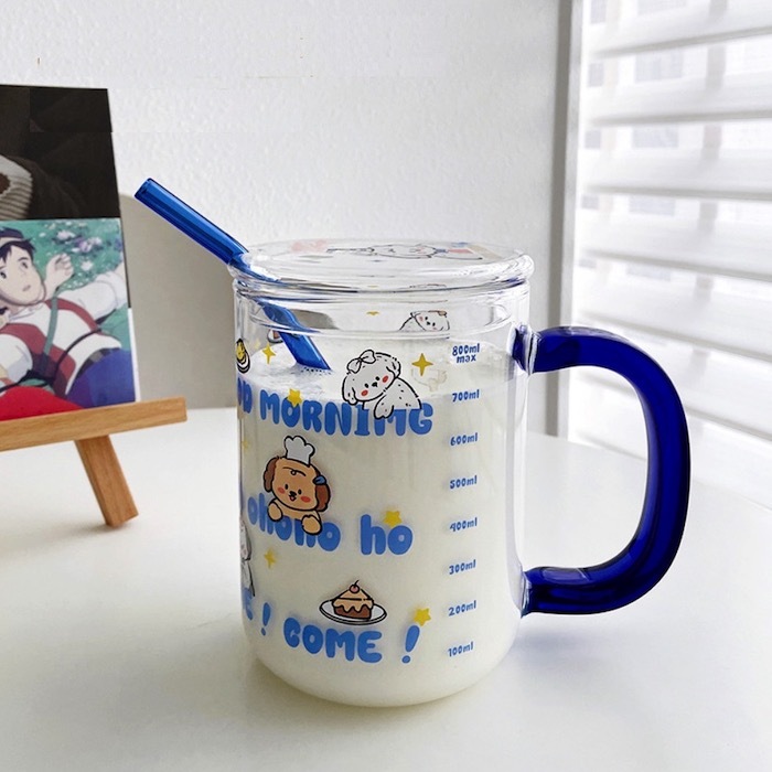 《70918》藍色手把狗狗款玻璃杯/800ml