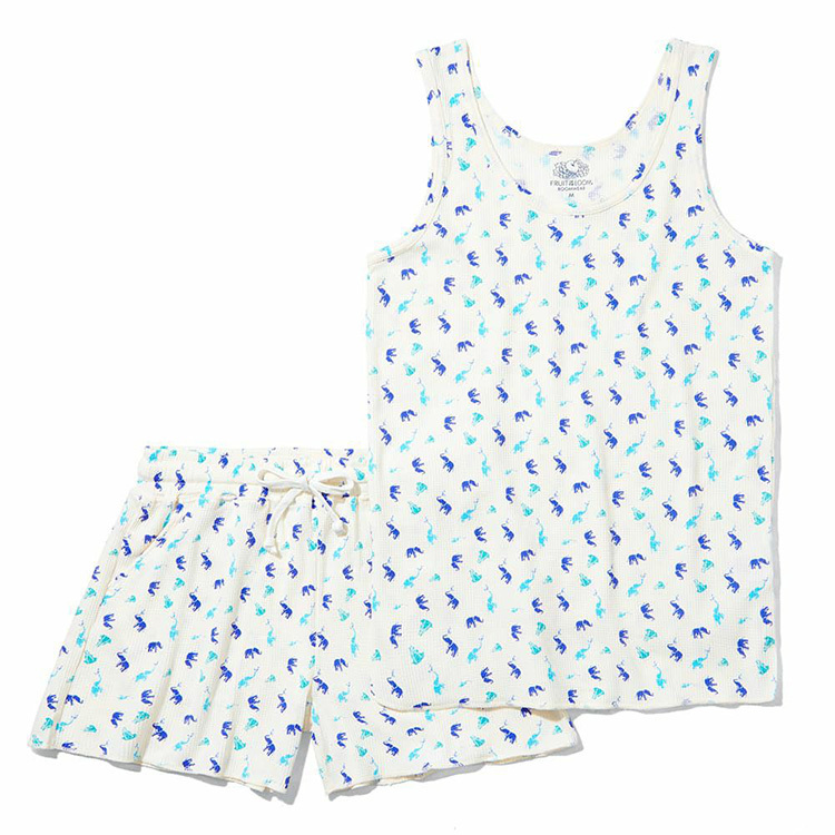 Fruit of the Loom｜鬆餅格動物印花家居服套裝