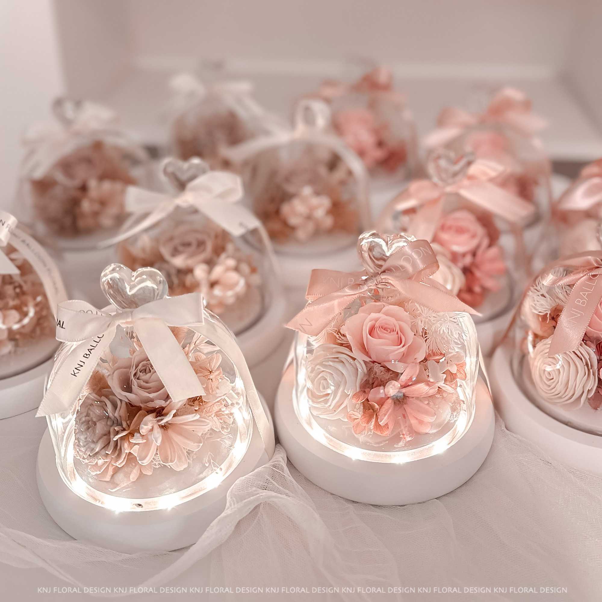 愛心玻璃永生花盅・單朵