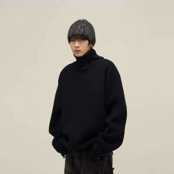 Popular ripped turtleneck sweater [Black M-XL sizes, please confirm the shipping size with customer service after placing the order]