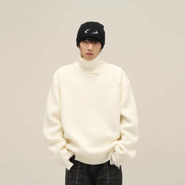 Popular ripped turtleneck sweater [white M-XL sizes, please confirm the delivery size with customer service after placing the order]