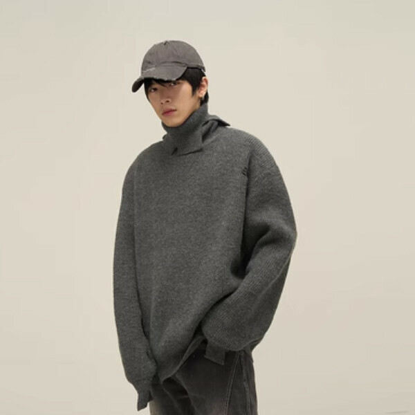 Popular ripped turtleneck sweater [Gray M-XL sizes, please confirm the shipping size with customer service after placing the order]