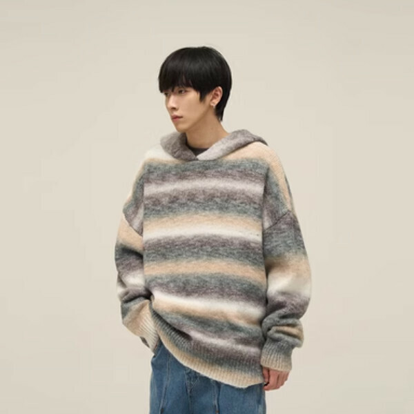 Popular colorful striped hooded sweater [black and yellow sizes S-XL, please confirm the delivery size with customer service after placing the order]