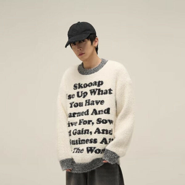 Popular niche letter jacquard sweater [off-white S-XL sizes, confirm the delivery size with customer service after placing the order]