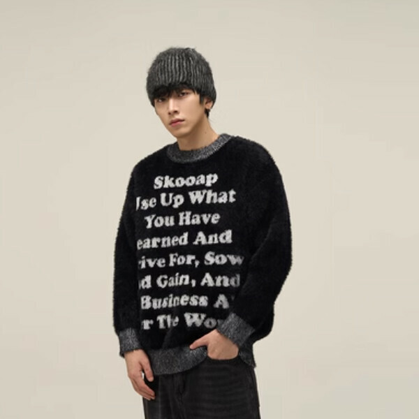 Popular niche letter jacquard sweater [Black S-XL sizes, confirm delivery size with customer service after placing order]