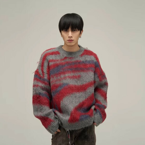 Popular ultra-thick mohair crew neck sweater [Red M-XL sizes, please confirm the delivery size with customer service after placing the order]