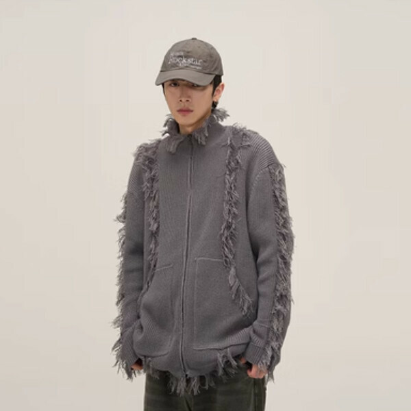 Popular tassel zipper turtleneck sweater [gray size M-2XL, please confirm the delivery size with customer service after placing the order]