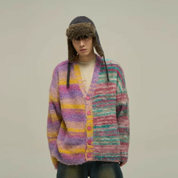 Popular dopamine cardigan sweater jacket [Purple M-XL sizes, please confirm the delivery size with customer service after placing the order]