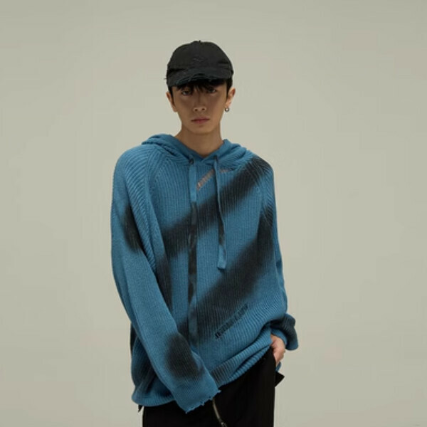 Hot style handsome high street sweater [Blue M-XL sizes, please confirm the delivery size with customer service after placing the order]