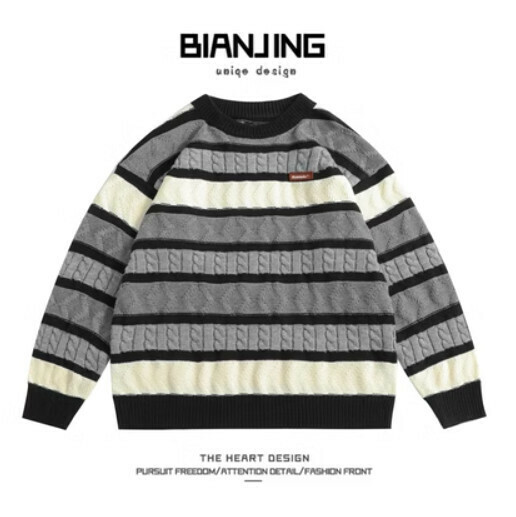Popular round neck sweater [black] (size: S-2XL) (please contact customer service to confirm the delivery size after placing the order)