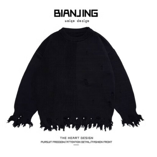 Popular knitted sweater [black] (size: S-2XL) (please contact customer service to confirm the delivery size after placing the order)