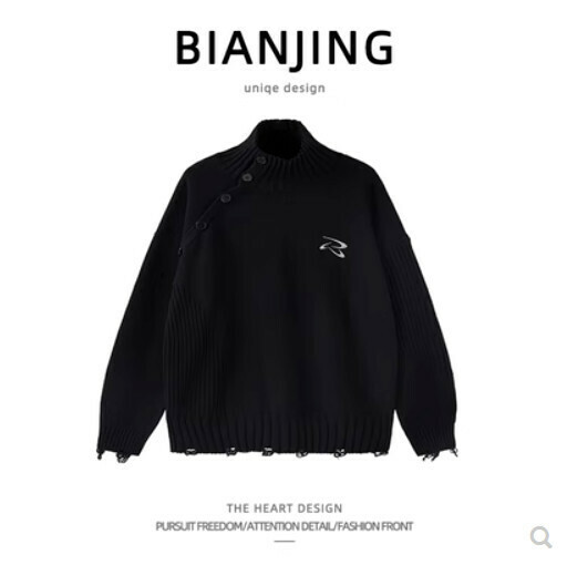 Popular turtleneck pullover sweater [black] (size: S-2XL) (please contact customer service to confirm the delivery size after placing the order)