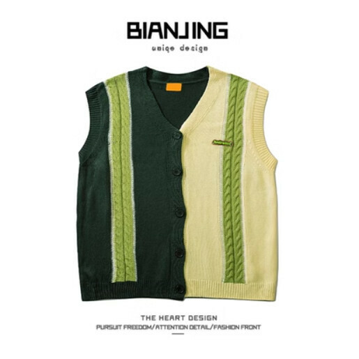 Popular cardigan sweater vest [green] (size: S-2XL) (please contact customer service to confirm the delivery size after placing the order)