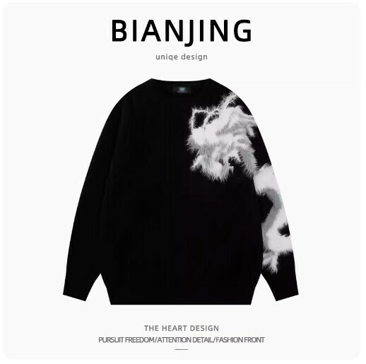 New round neck pullover sweater [black] (size: S-2XL) (please contact customer service to confirm the delivery size after placing the order)