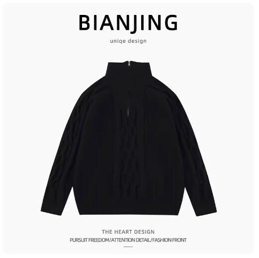 New turtleneck pullover knitted sweater [black] (size: S-2XL) (please contact customer service to confirm the delivery size after placing the order)