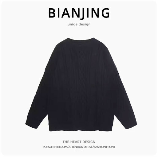New round neck knitted sweater [black] (size: S-2XL) (please contact customer service to confirm the delivery size after placing the order)