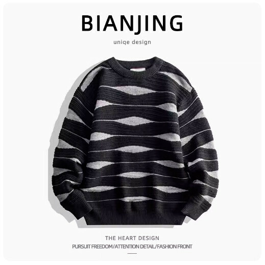 New round neck pullover knitted sweater [black] (size: S-2XL) (please contact customer service to confirm the delivery size after placing the order)