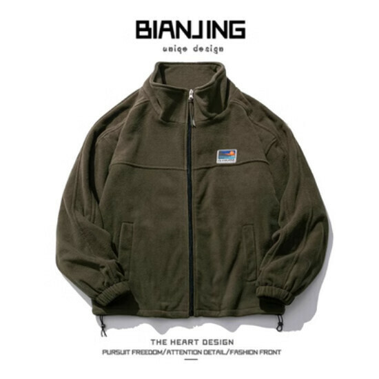 New style polar fleece stand collar jacket [green] (size: S-3XL) (please contact customer service to confirm the delivery size after placing the order)