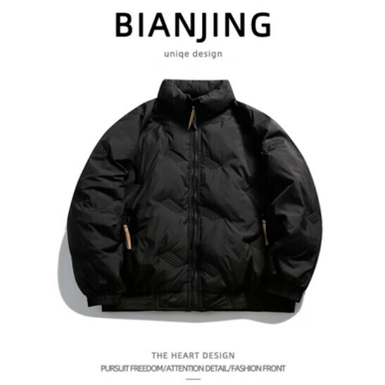 New stand collar cotton jacket [black] (size: S-2XL) (please contact customer service to confirm the delivery size after placing the order)
