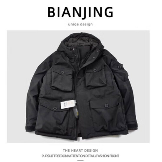 New workwear hooded cotton coat [black] (size: S-2XL) (please contact customer service to confirm the delivery size after placing the order)