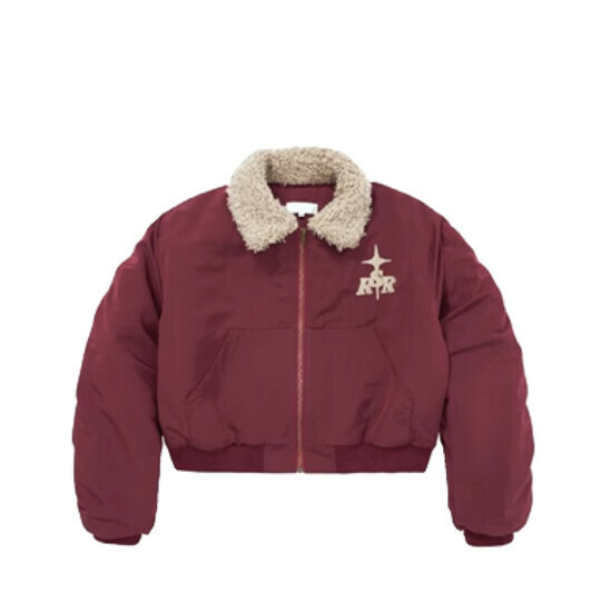New fur collar cotton coat [red] (size: S-2XL) (please contact customer service to confirm the delivery size after placing the order)