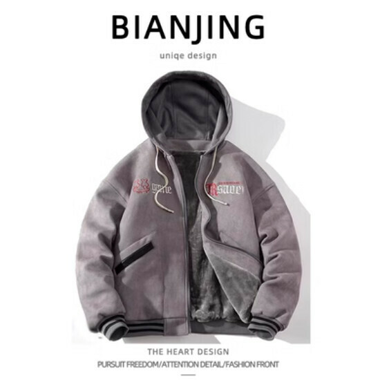 New lamb wool thickened and velvet cotton jacket [grey] (size: S-2XL) (please contact customer service to confirm the delivery size after placing the order)