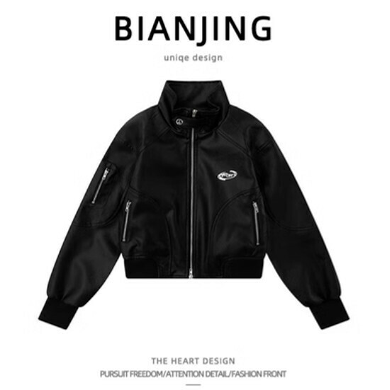 New stand-up collar short thin jacket [black] (size: M-2XL) (please contact customer service to confirm the delivery size after placing the order)