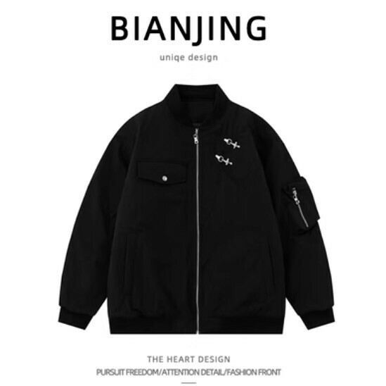 New work jacket, cotton coat [black] (size: S-2XL) (please contact customer service to confirm the delivery size after placing the order)
