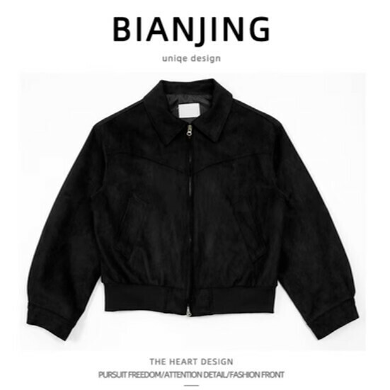 New short lapel jacket [black] (size: S-2XL) (please contact customer service to confirm the delivery size after placing the order)