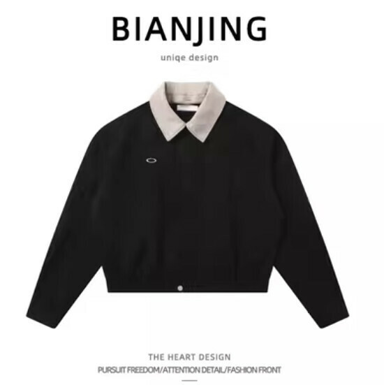 New short lapel jacket [black] (size: S-2XL) (please contact customer service to confirm the delivery size after placing the order)