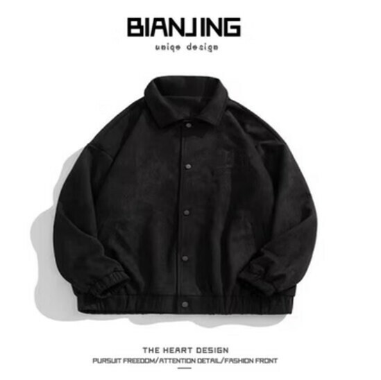 New Embroidered Jacket Loose Jacket [Black (Button)] (Size: S-3XL) (Please contact customer service to confirm the delivery size after placing the order)