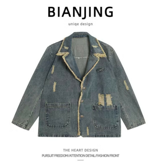 新款牛仔夾克外套【藍色】（尺碼：S-3XL碼） (下單後請聯絡客服確認發貨尺碼)