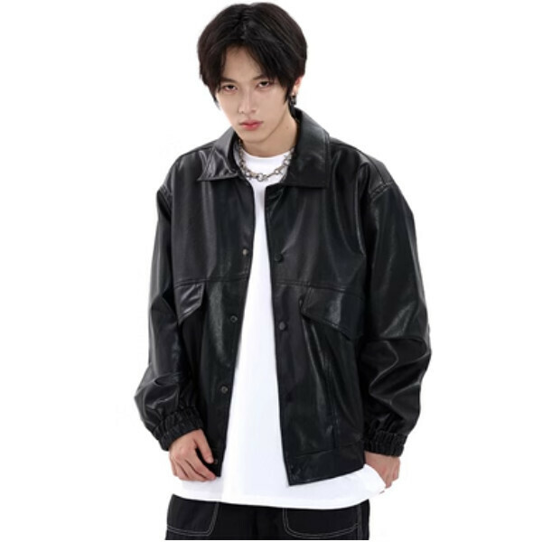 新款炸街皮衣夾克【黑色M-XL碼，下單後與客服確認發貨尺碼】