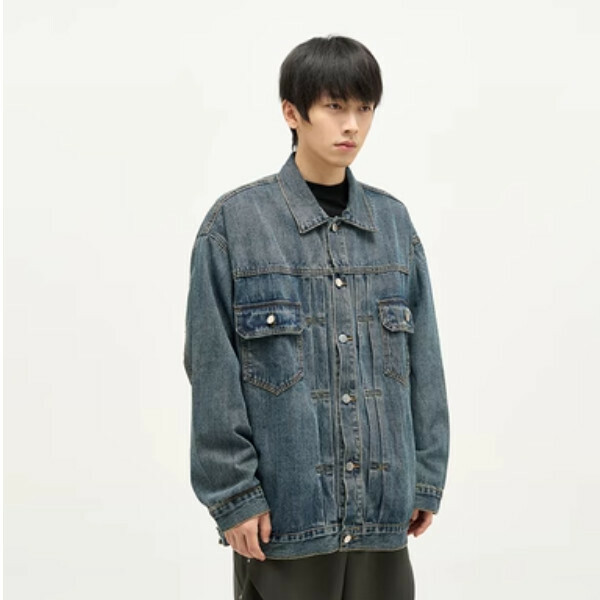 新款復古工装牛仔夾克【藍色M-2XL碼，下單後與客服確認發貨尺碼】