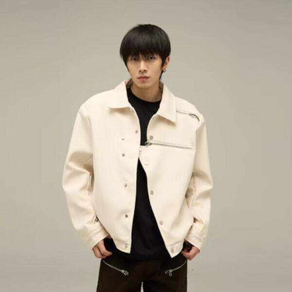 New retro deconstructed jacket [off-white with shoulder pads, sizes M-XL, confirm delivery size with customer service after placing order]