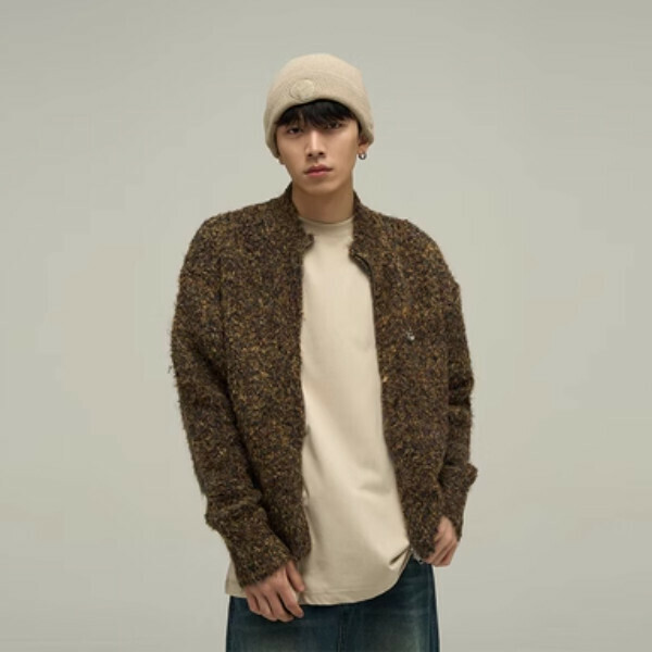 New retro cardigan zipper sweater jacket [brown M-XL sizes, confirm the delivery size with customer service after placing the order]