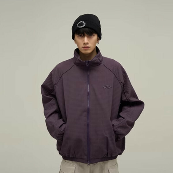 New vintage waffle Harrington jacket [Purple M-2XL size, confirm the delivery size with customer service after placing the order]