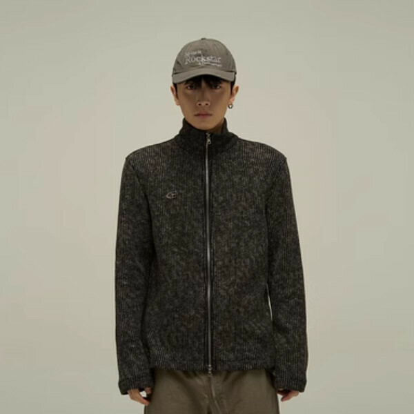 New retro design cardigan zipper sweater [picture color S-XL, please confirm the delivery size with customer service after placing the order]