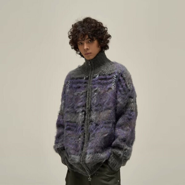 New thickened mohair zipper high-neck sweater [blue and purple M-XL sizes, confirm the delivery size with customer service after placing the order]