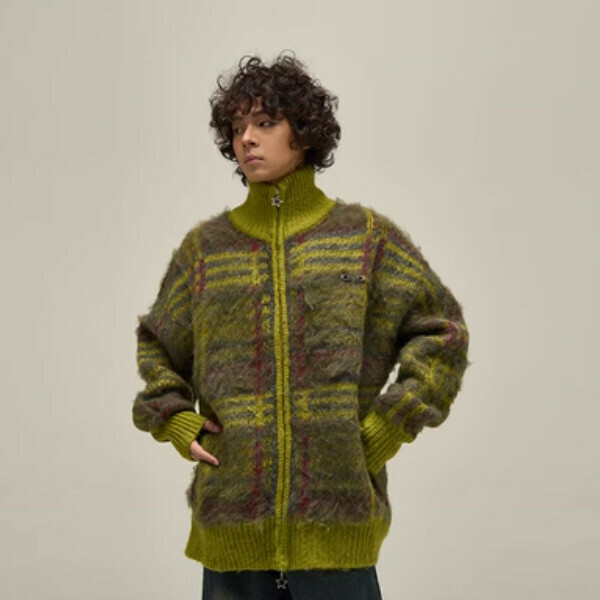 New thickened mohair zippered high-neck sweater [Green M-XL sizes, please confirm the delivery size with customer service after placing the order]