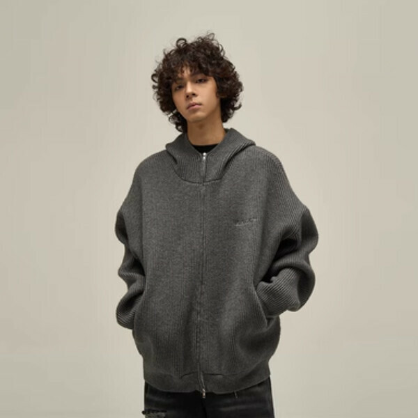 New retro heavyweight zipper sweater [Gray M-XL sizes, confirm delivery size with customer service after placing order]