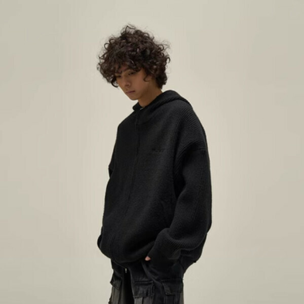 New retro heavyweight zipper sweater [Black M-XL sizes, confirm delivery size with customer service after placing order]