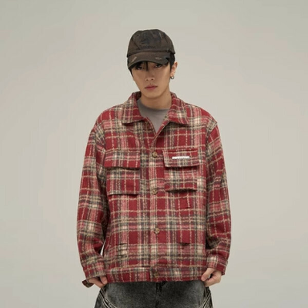 New retro shirt-style jacket [Red M-2XL size, confirm the delivery size with customer service after placing the order]