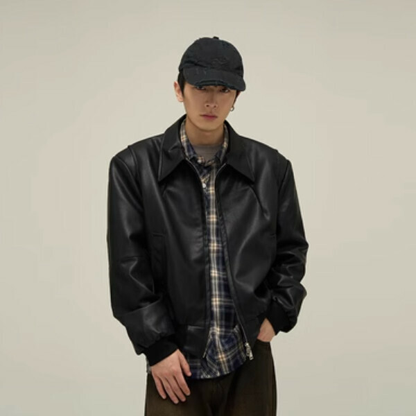 新款復古cleanfit皮衣外套【黑色M-XL碼，下單後與客服確認發貨尺碼】