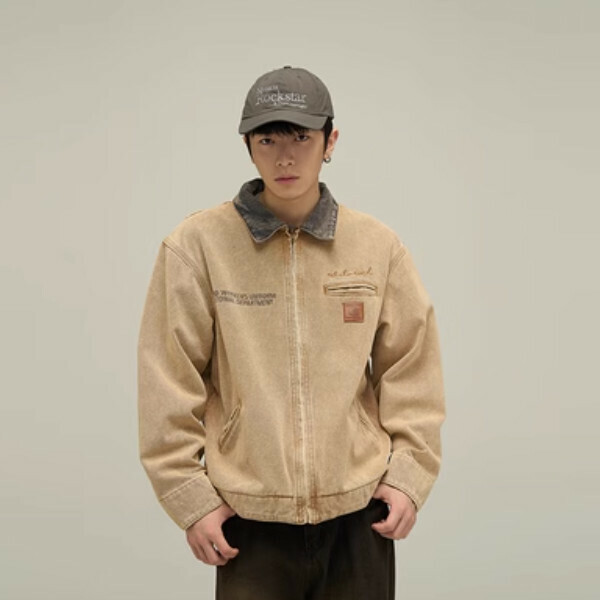 New retro workwear Detroit jacket [Khaki S-XL sizes, confirm delivery size with customer service after placing order]