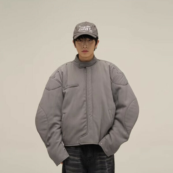 New wasteland style deconstructed design cotton clothing [Gray M-XL sizes, please confirm the delivery size with customer service after placing the order]