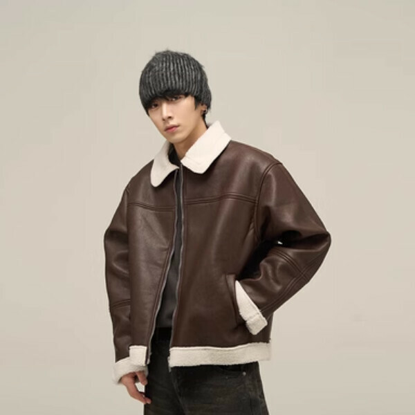 New style lamb velvet jacket with one-piece fur design [Coffee color M-2XL, please confirm the delivery size with customer service after placing the order]
