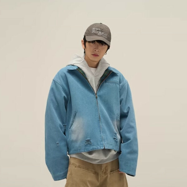 New ripped Detroit jacket [Blue S-XL sizes, confirm delivery size with customer service after placing order]
