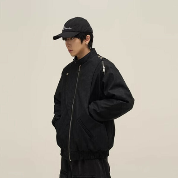 New deconstructed leather jacket [Black quilted M-XL sizes, confirm delivery size with customer service after placing order]
