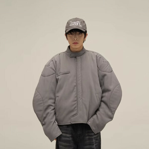 New wasteland style deconstructed design cotton clothing [Gray M-XL sizes, please confirm the delivery size with customer service after placing the order]